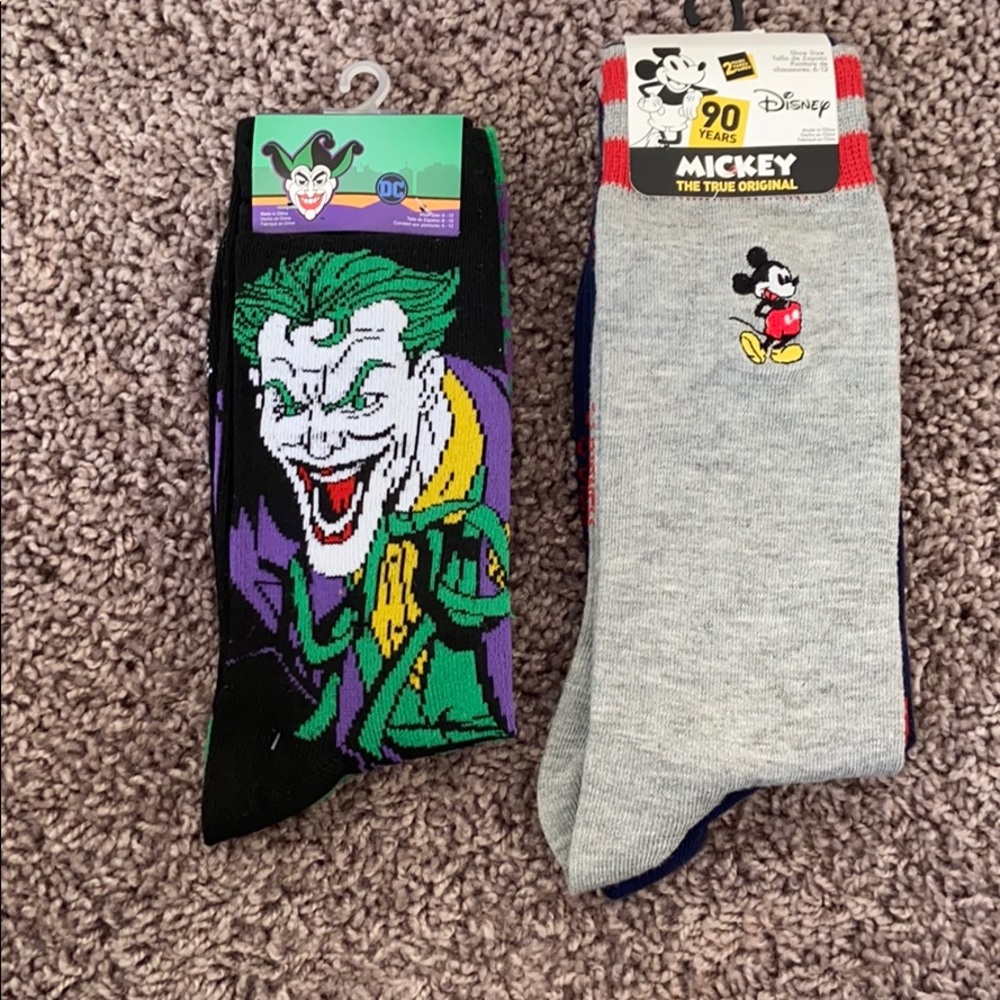 Mickey mouse socks/the joker